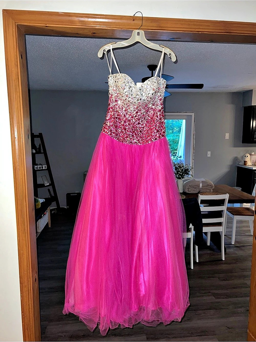 Bev's Prom & Tuxedo Beaded Pink Prom Gown Like New